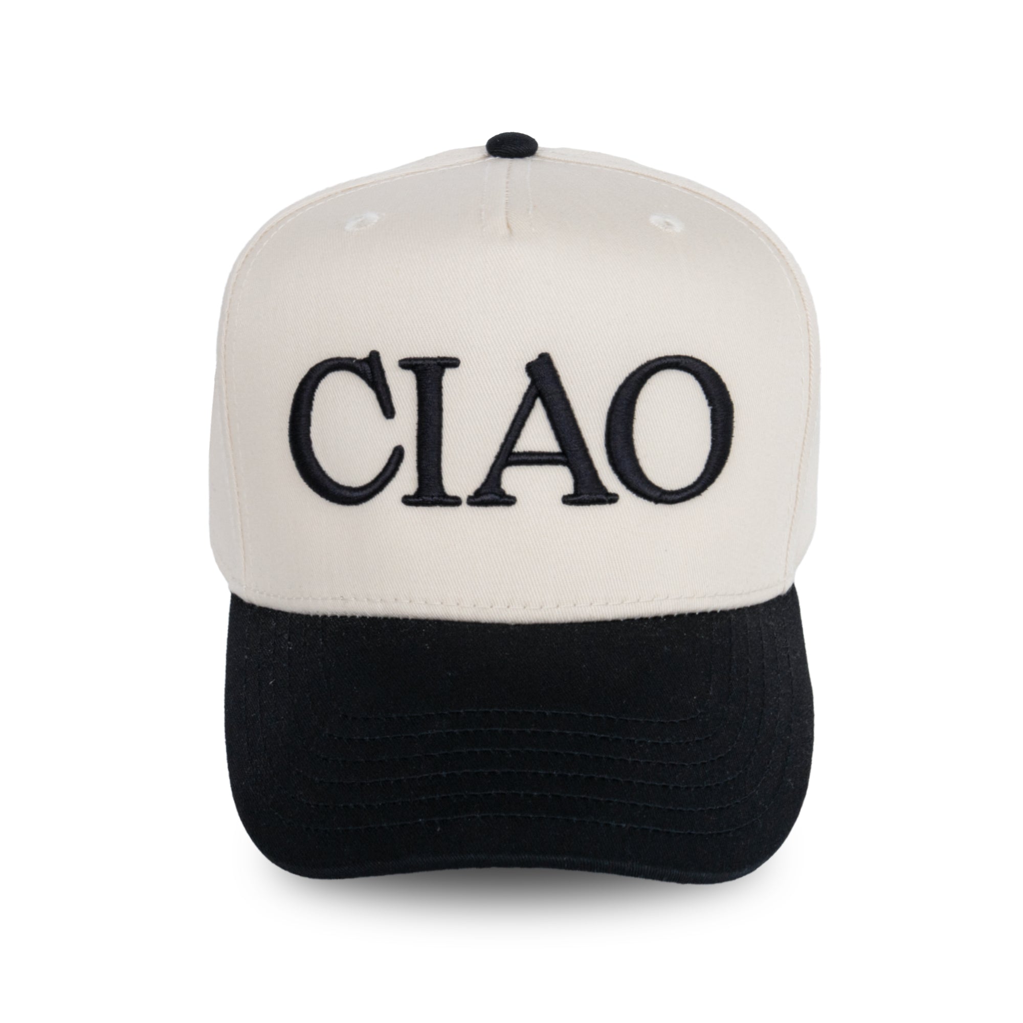 Ciao Trucker Hat in Cream & Jet Setter Black
