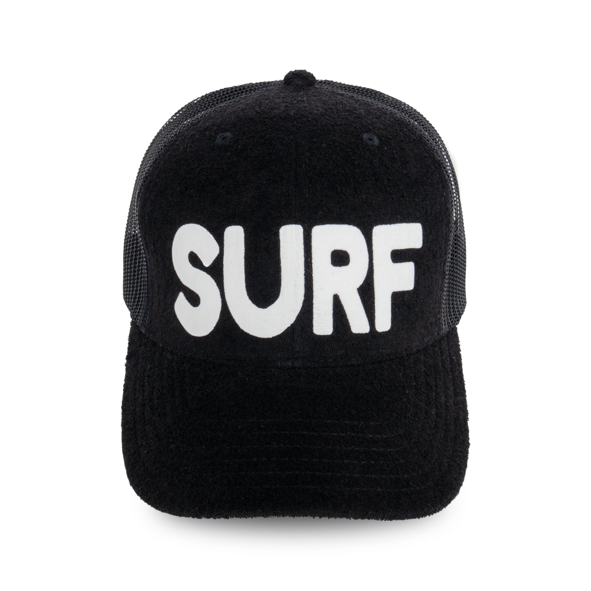 Surf Beach Trucker Hat- Black Terry Cloth in Jet Setter Black