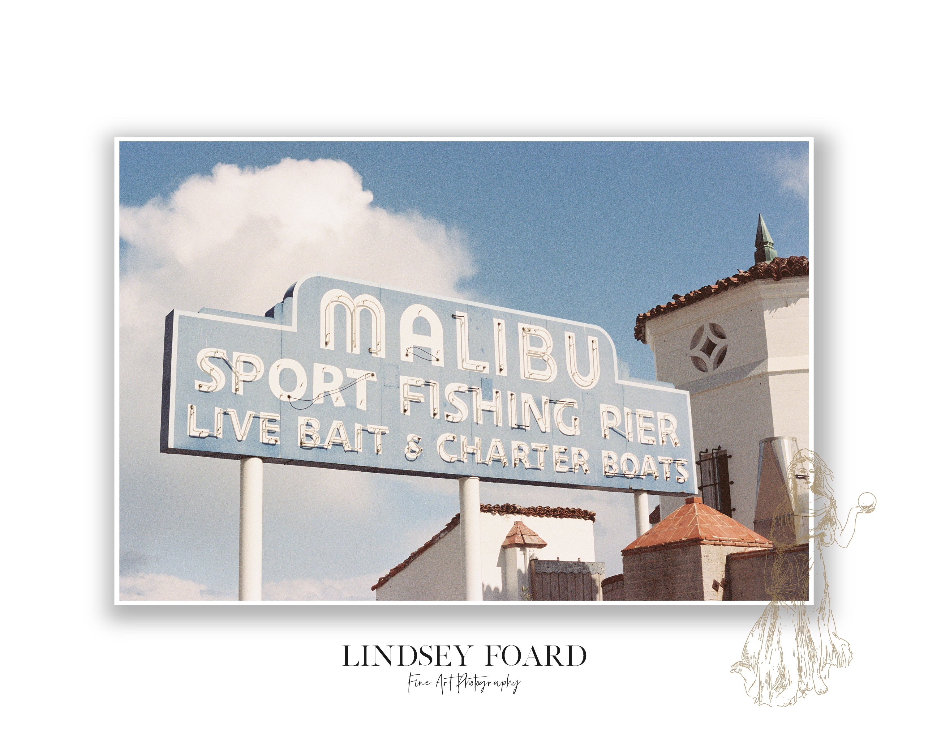Malibu Pier Sign on Film Photo