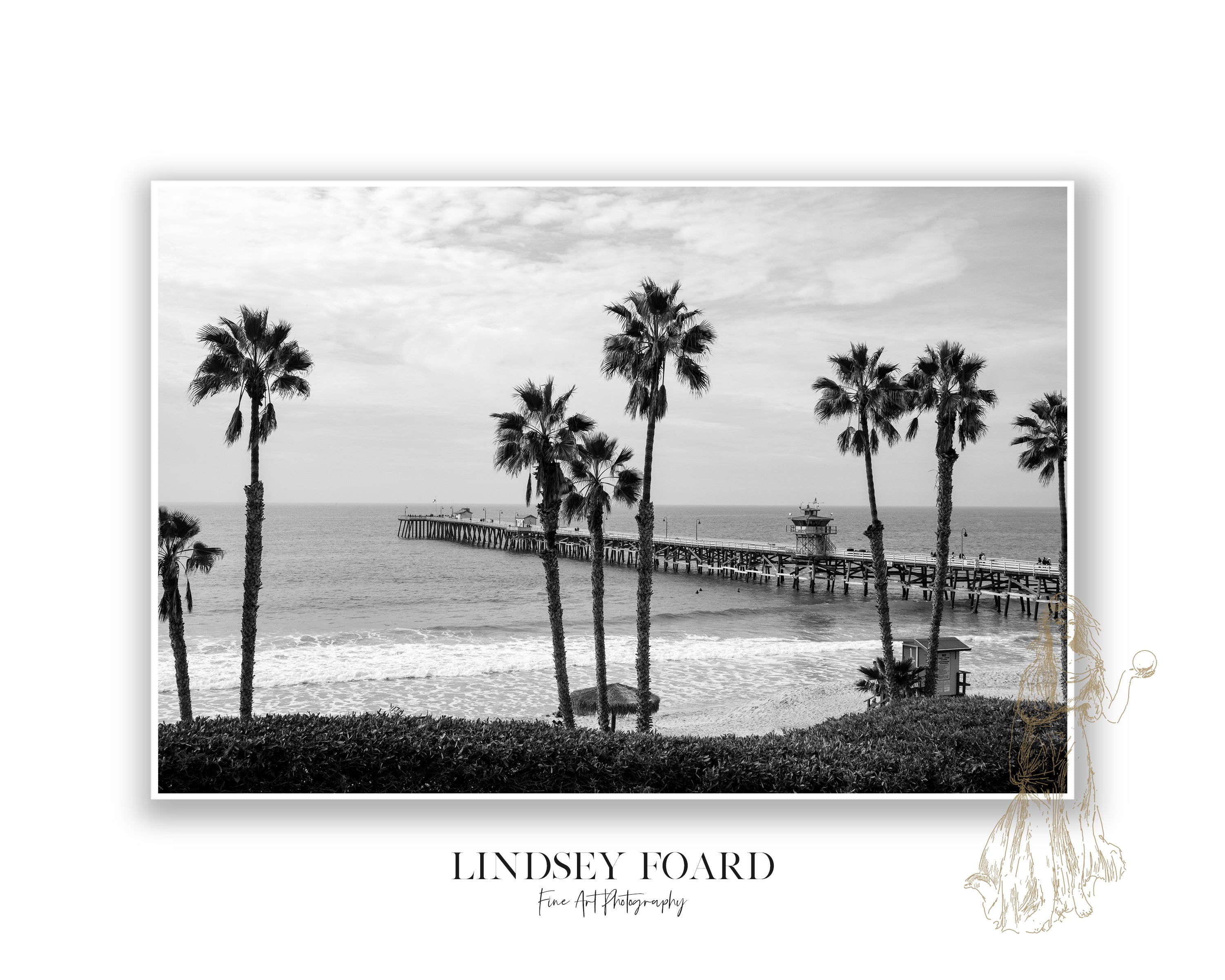 San Clemente Pier Photo- B&W