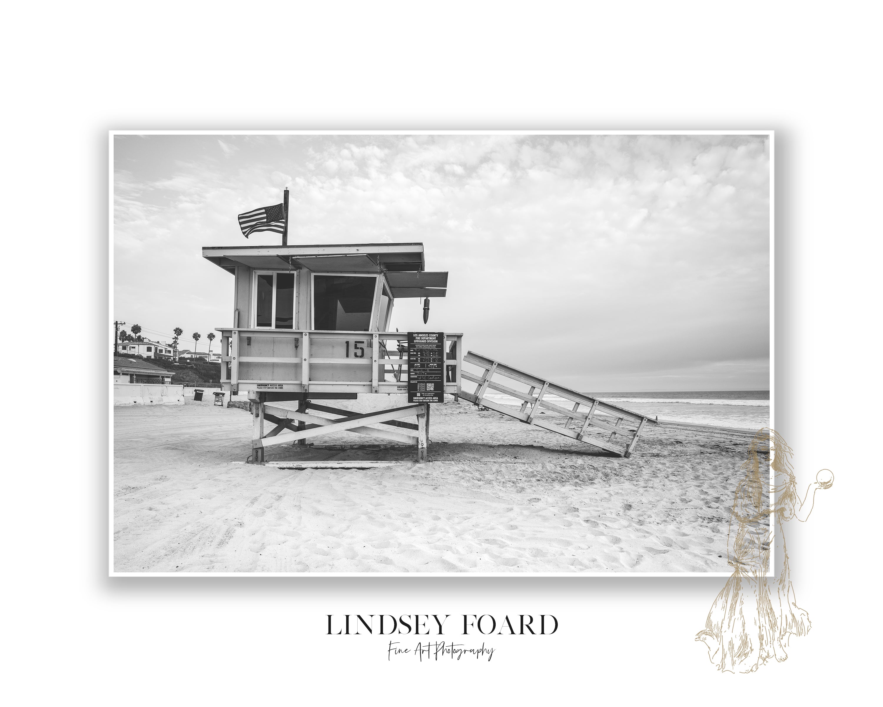Zuma Beach Lifeguard Tower #15  Photo- B&W